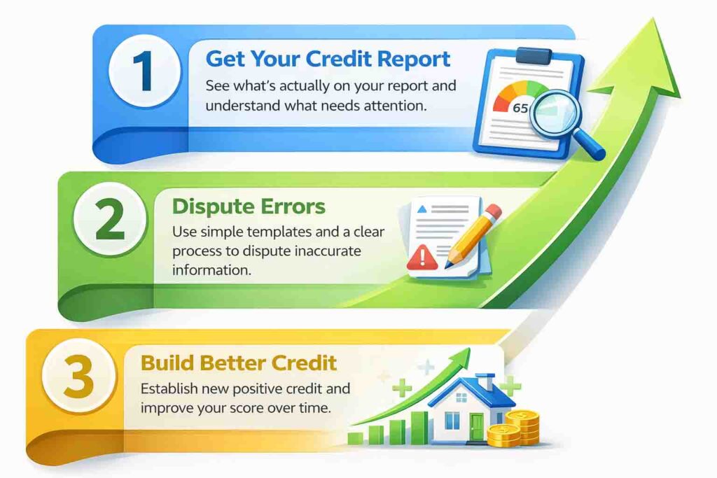 Step-by-step process to fix your credit score fast and improve your credit report by removing negative reporting items from your credit report yourself without using the big credit fix companies. 