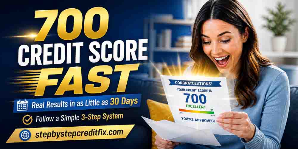 Woman excited after opening a letter showing a 700 credit score achieved quickly